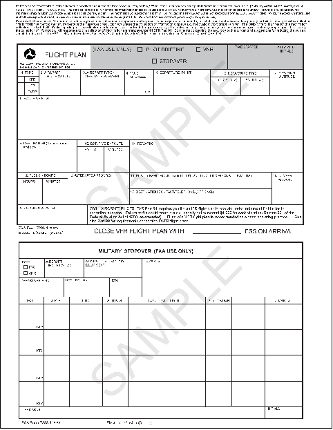 FIG 5-1 FAA Form 7233-1 - Flight Plan For Military/DoD, Civilian Stereo Route Flight Plan Use Only